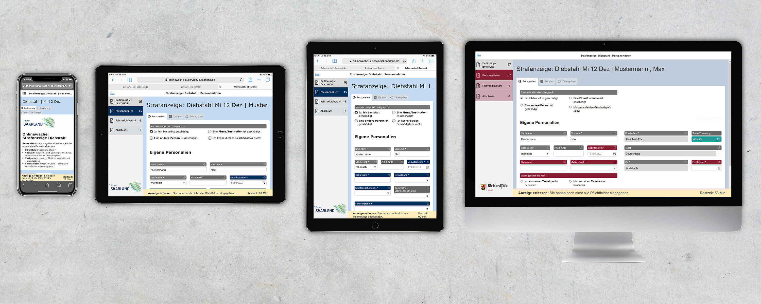 HybridForms: Online Crime Reporting with smartphone, tablet, desktop PC with HybridForms