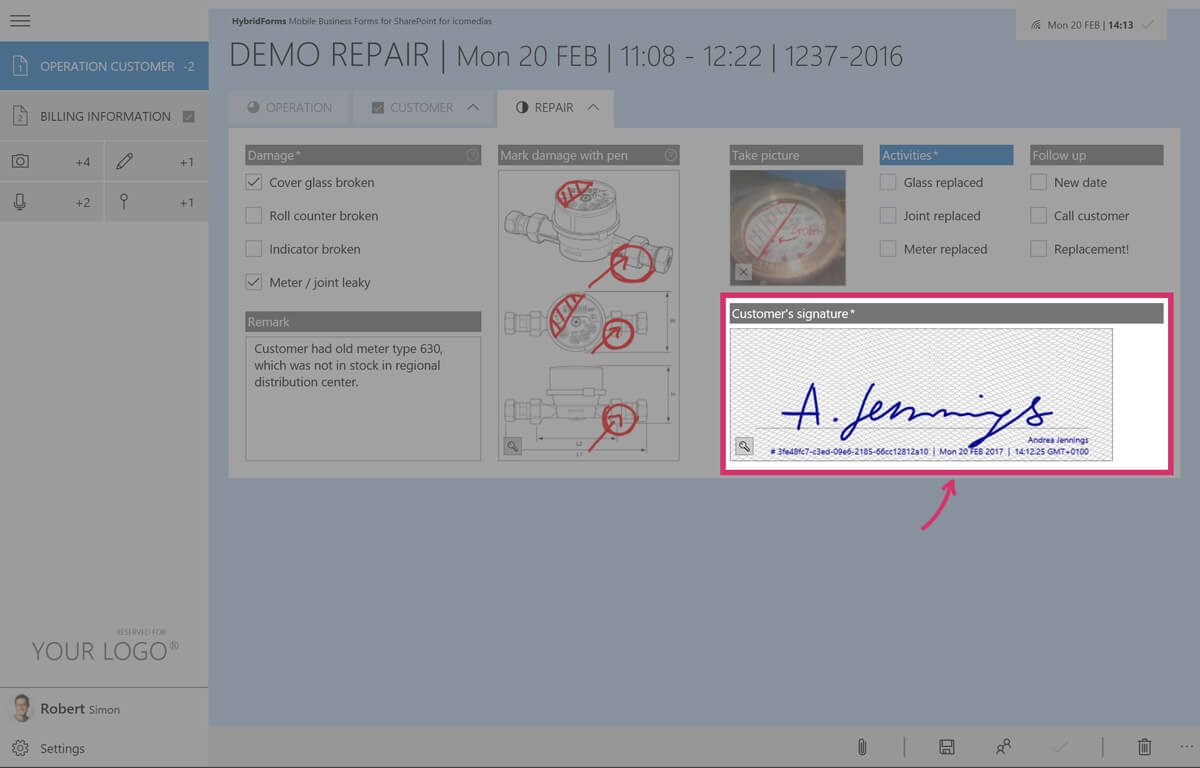 Signature with Meta Data